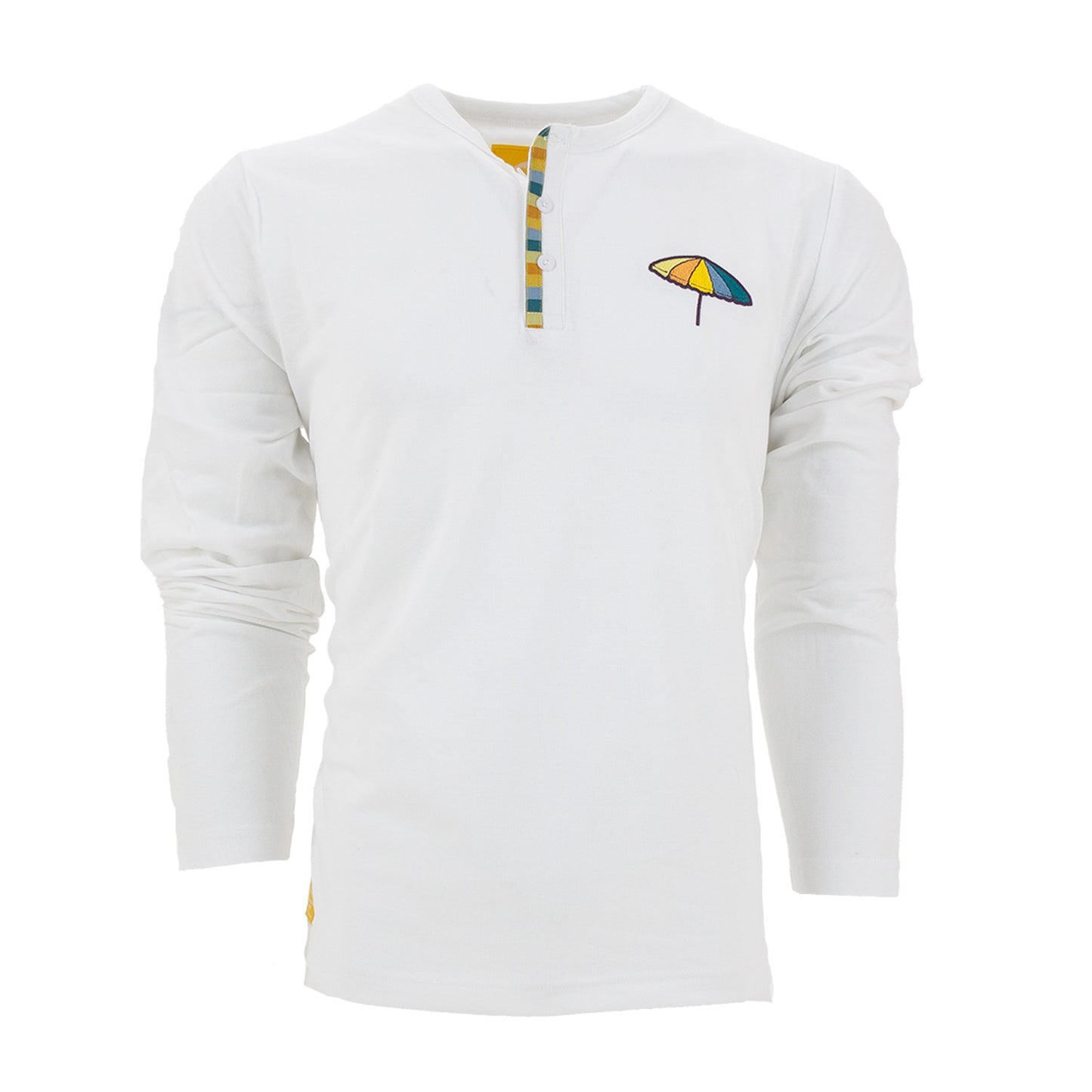 Mango Cart Signature Collection - Mens Long-Sleeve Henley (White)