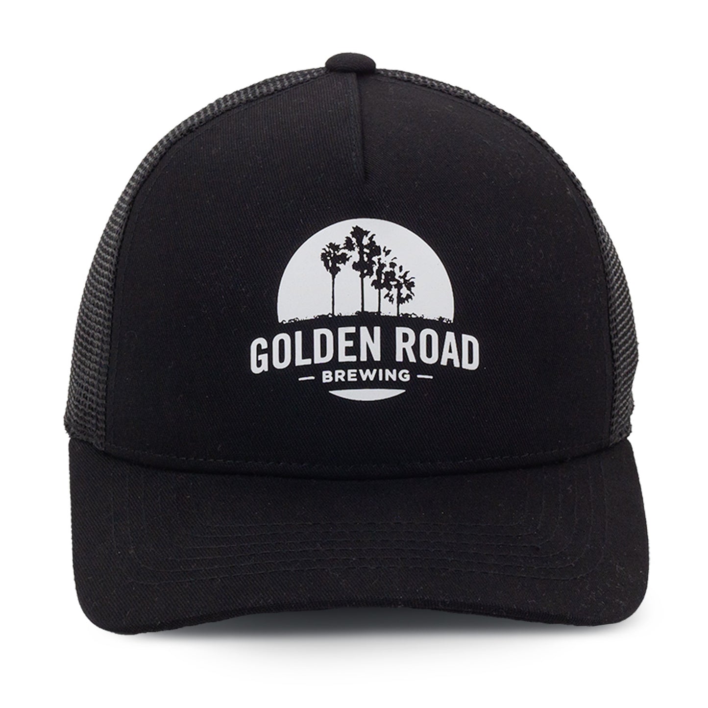 Golden Road Structured 5 Panel Curl Bill-Black