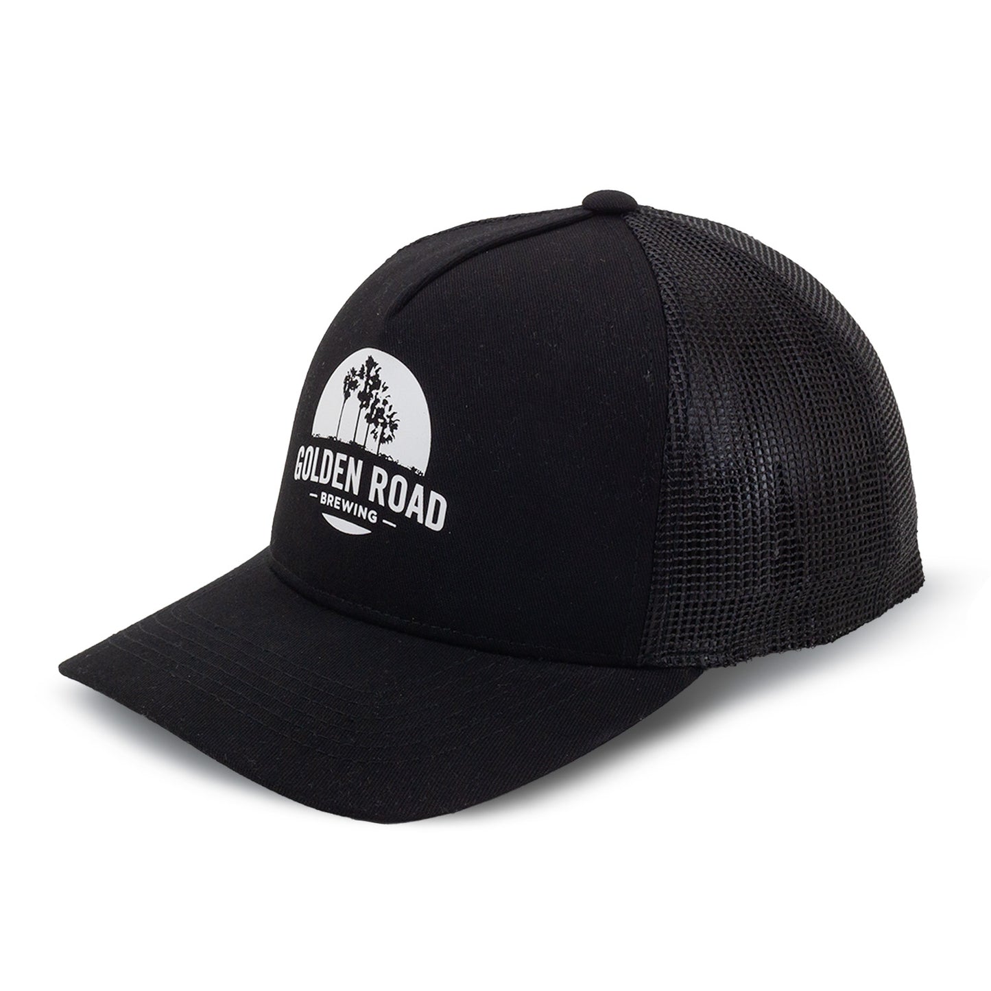 Golden Road Structured 5 Panel Curl Bill-Black