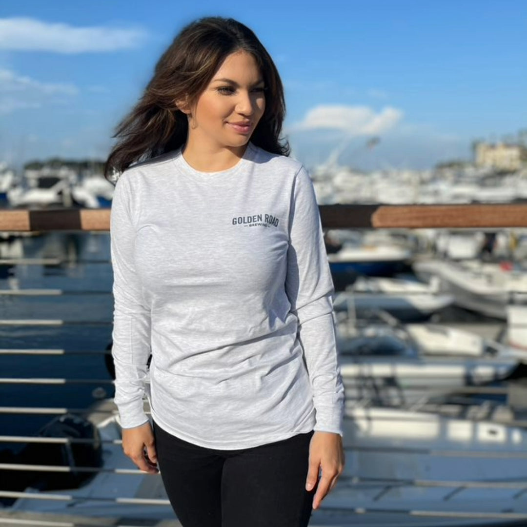 Golden Road Unisex L/Sleeve Heather Ash Tee