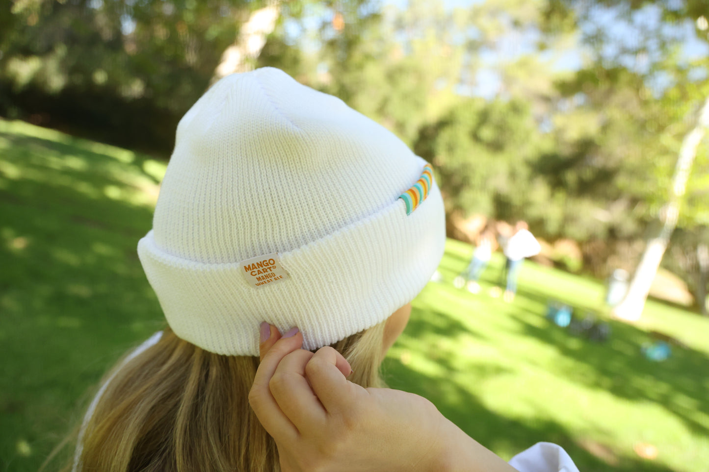 Mango Cart Signature Collection White Beanie