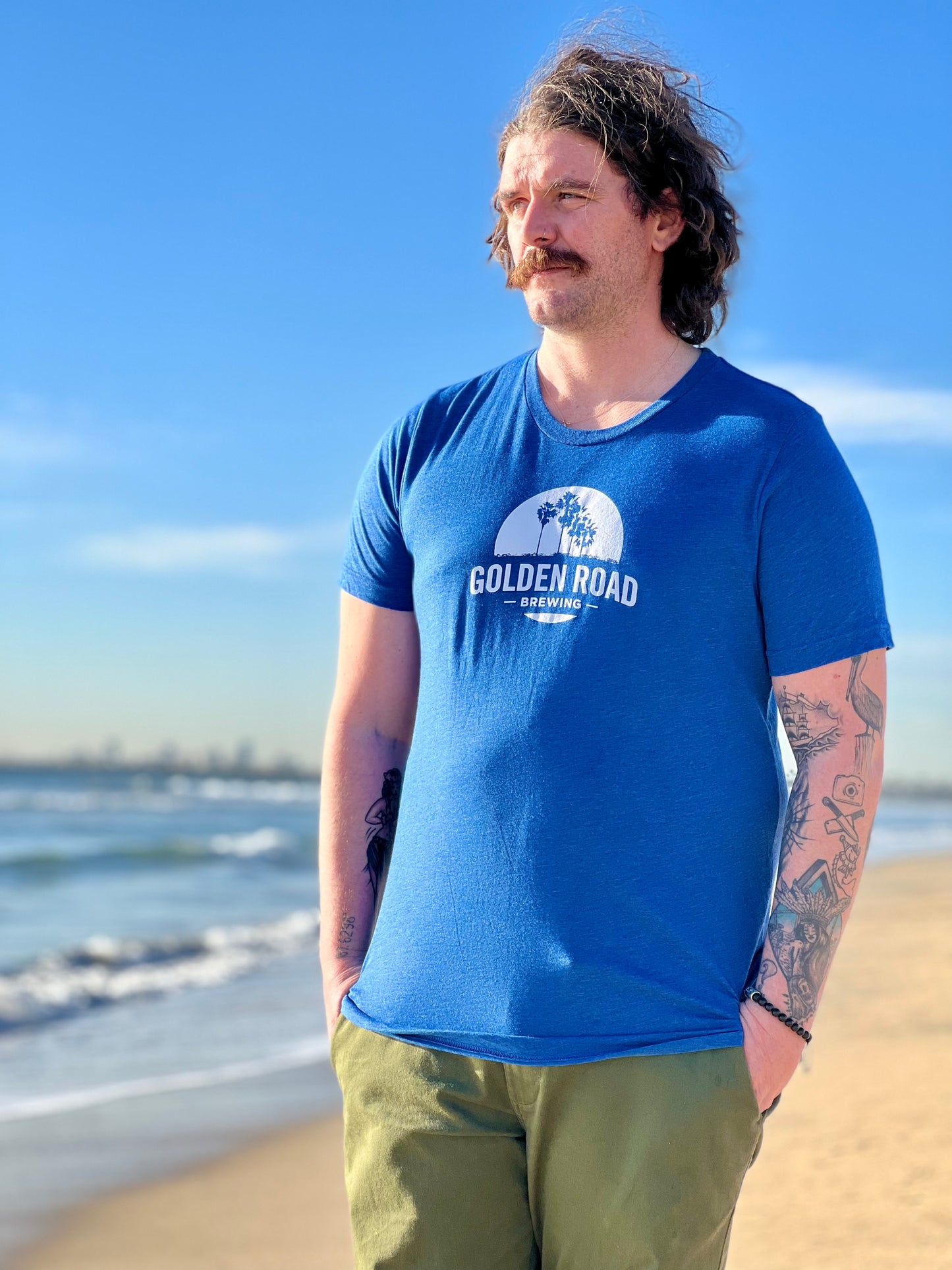 Golden Road Palm Logo Royal Blue Tee