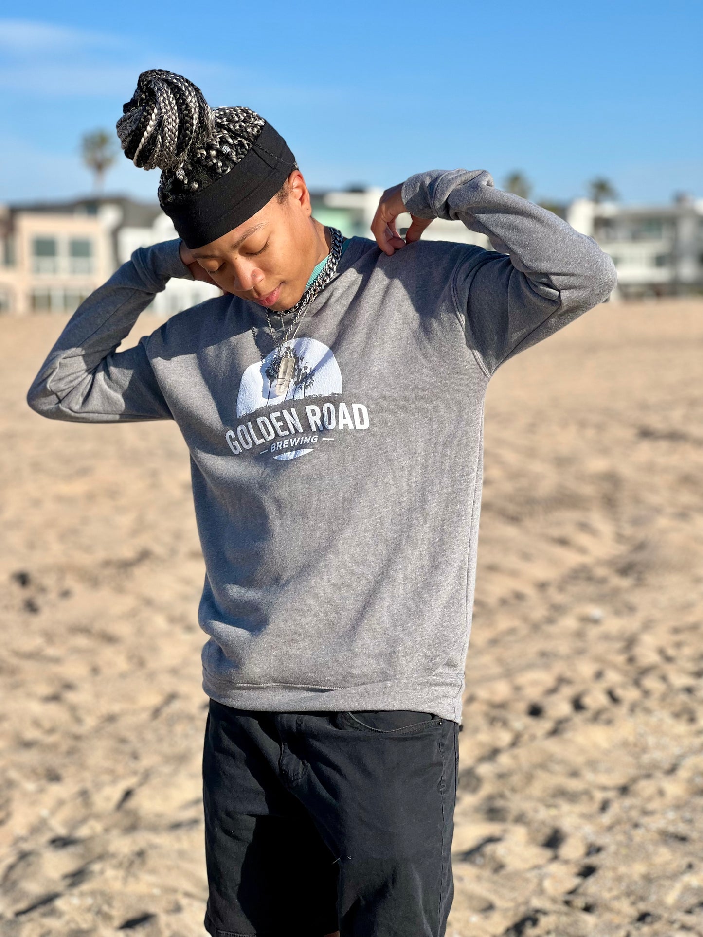 Golden Road Palm Logo Crewneck Sweatshirt Heather Grey