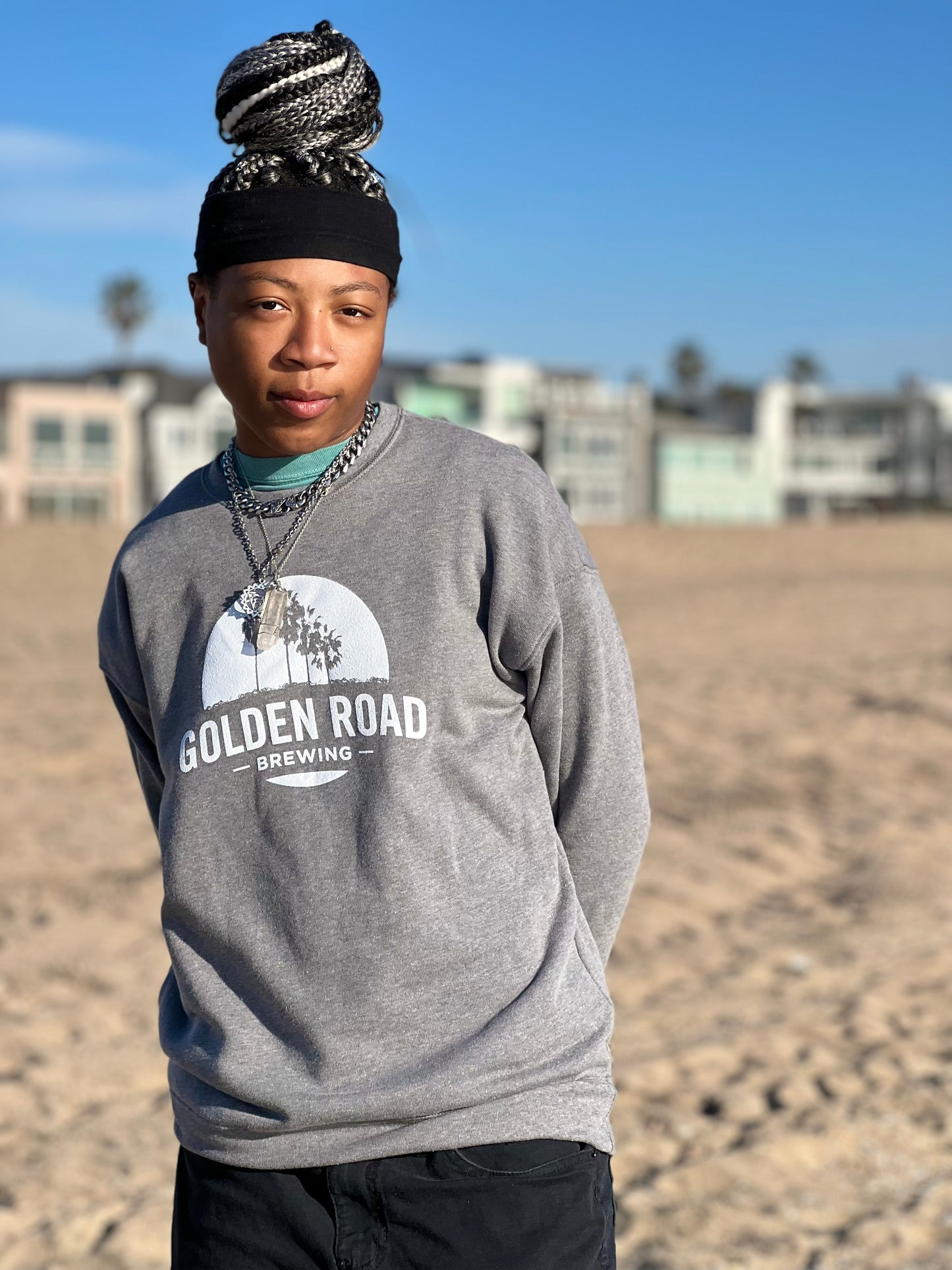 Golden Road Palm Logo Crewneck Sweatshirt Heather Grey