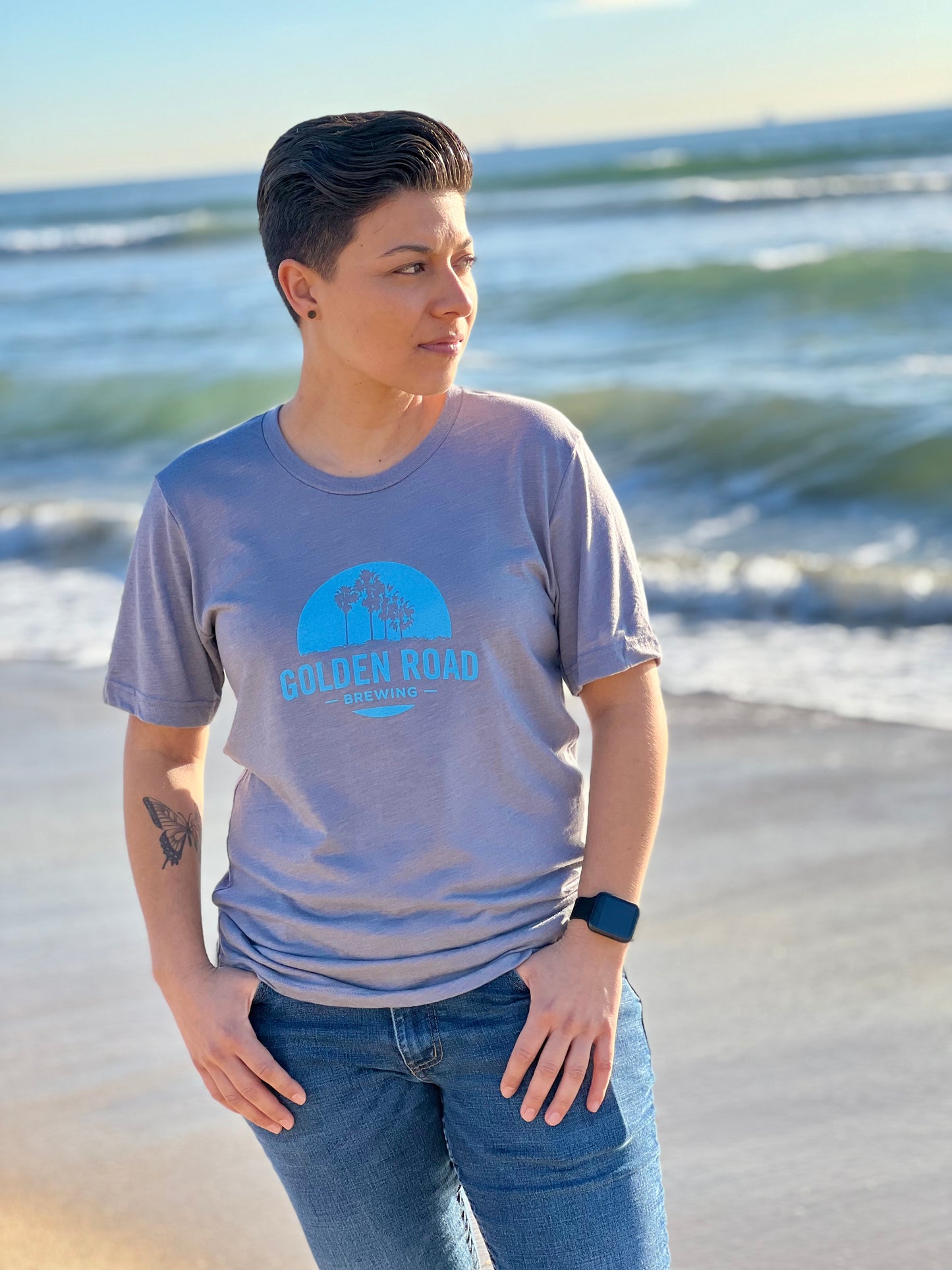 Golden Road Palm Logo Grey Tee