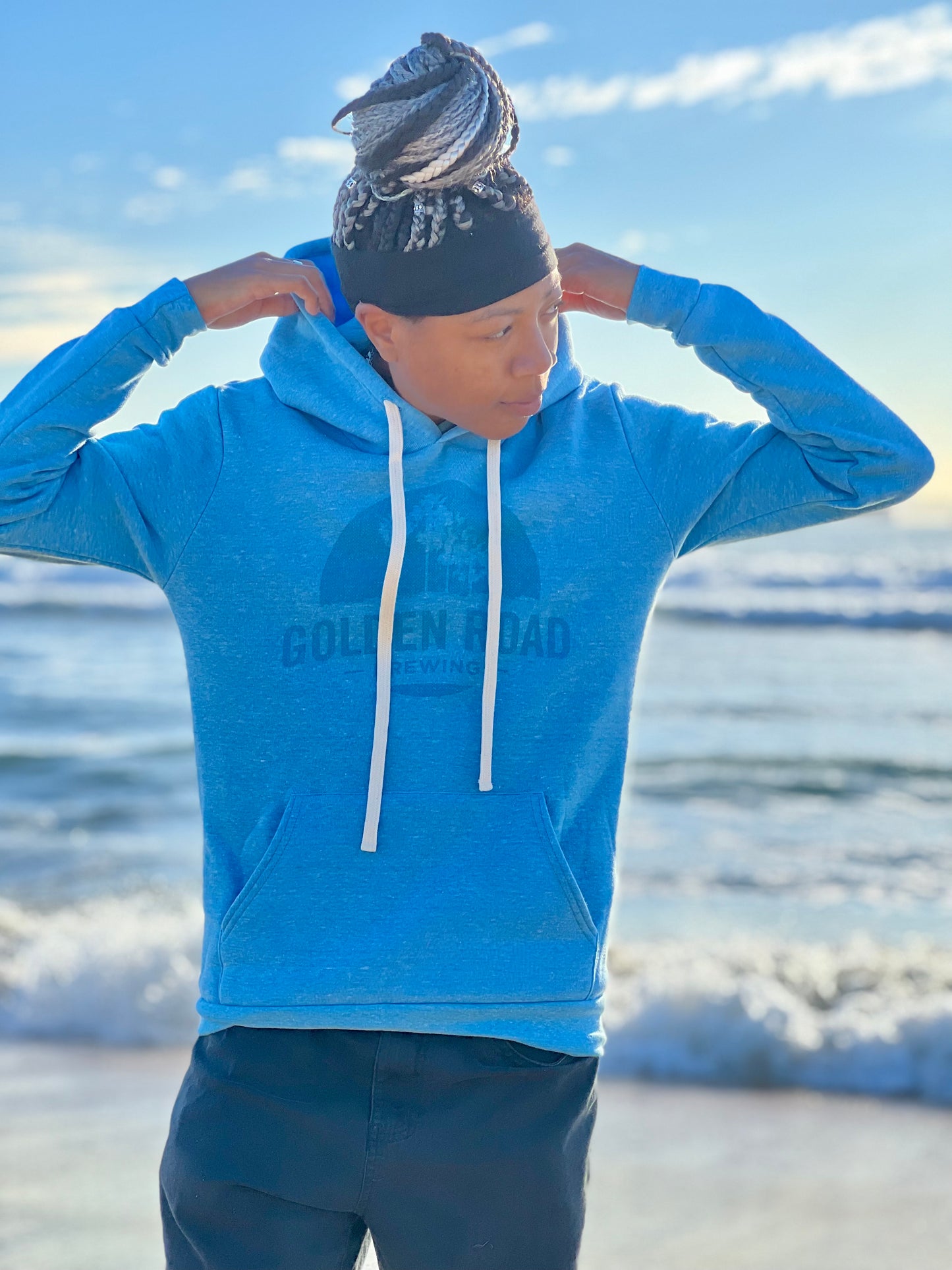 Golden Road Palm Logo Unisex Blue Hoodie