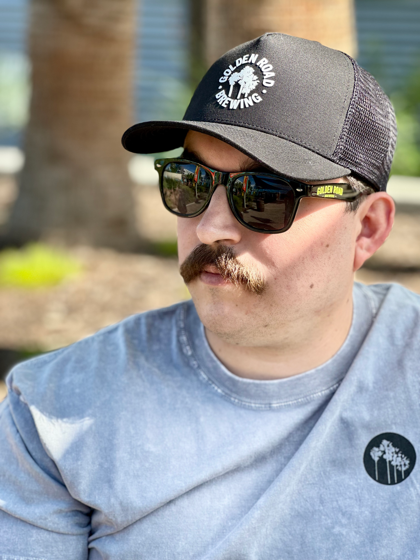 Golden Road Structured 5 Panel Curl Bill-Black