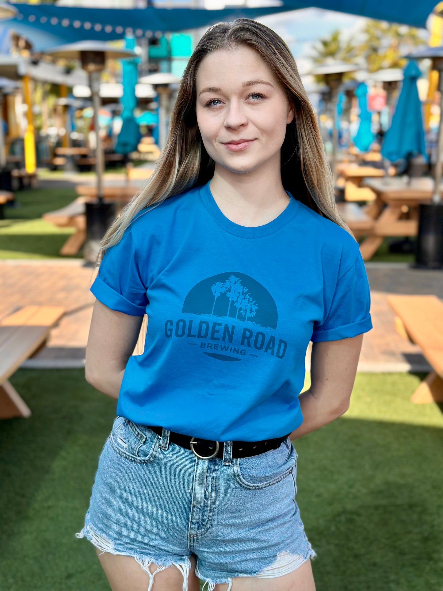 Golden Road Palm Logo Artic Blue Tee
