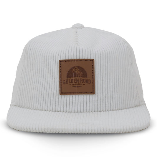 White Corduroy Flat Bill Hat